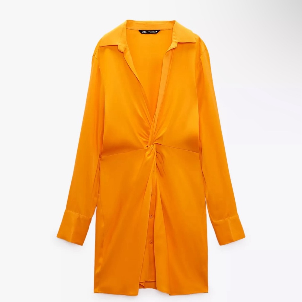 Zara orange shirt dress